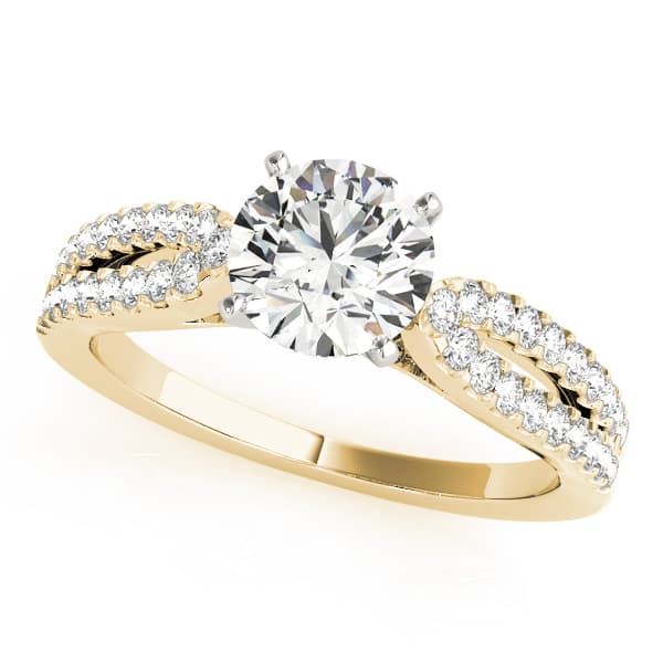 Split Band Cathedral Engagement Ring, style 84272, Front view in yellow gold