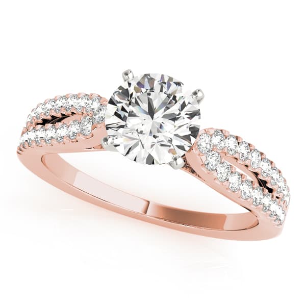 Split Band Cathedral Engagement Ring, style 84272, Front view in rose gold