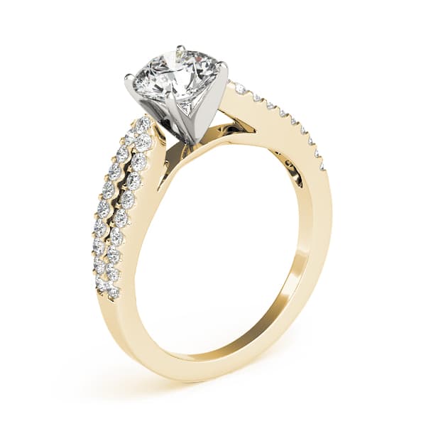 Split Band Cathedral Engagement Ring, style 84272, Top view in yellow gold