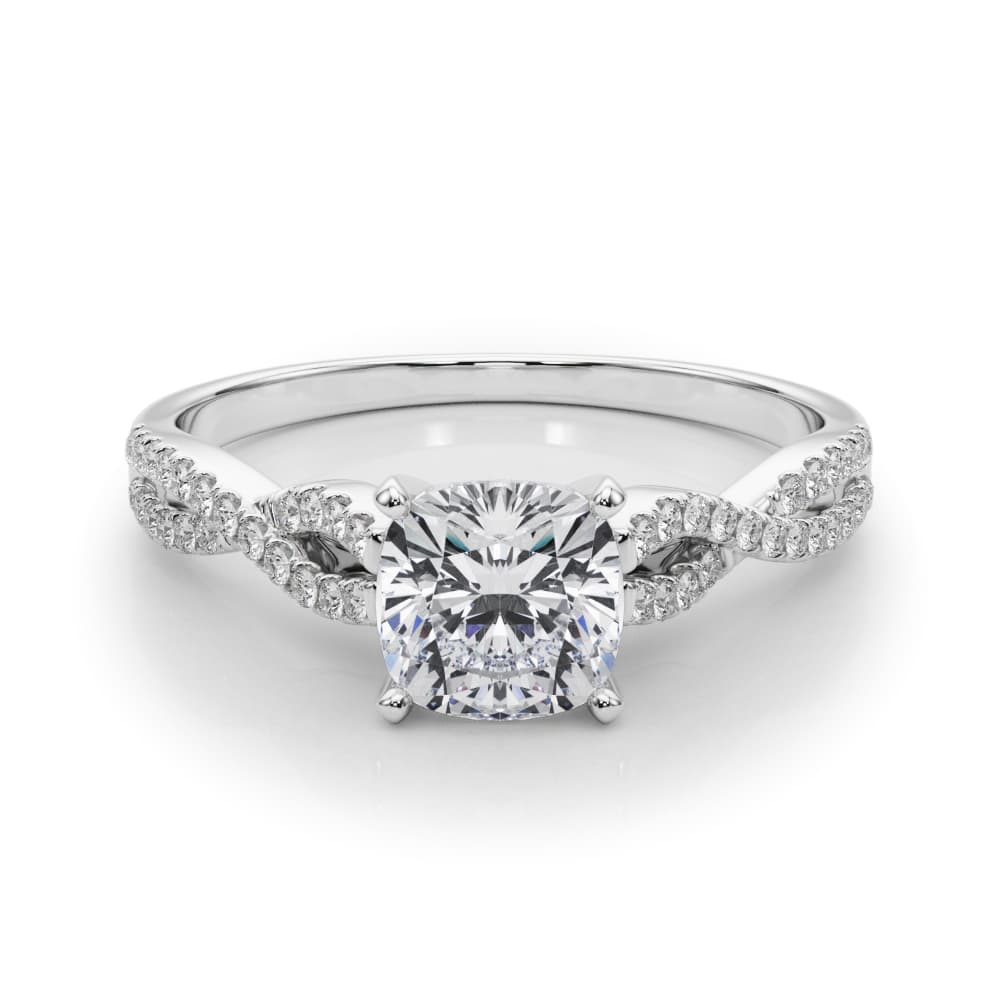 Infinity Engagement Ring, style 84274, On hand view in white gold or platinum