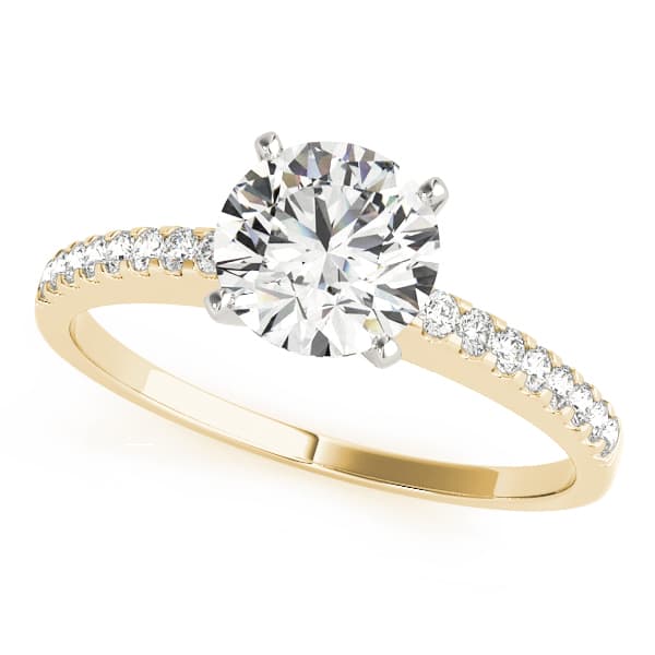 Single Row Prong Set Engagement Ring, style 84275, Front view in yellow gold