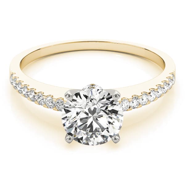 Single Row Prong Set Engagement Ring, style 84275, On hand view in yellow gold