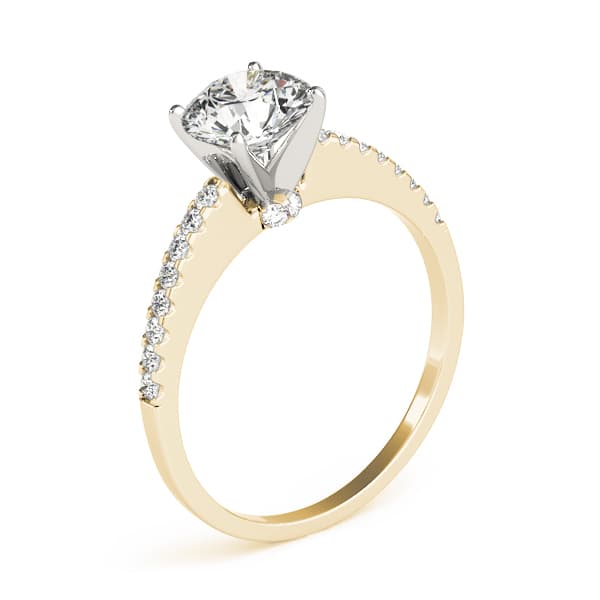 Single Row Prong Set Engagement Ring, style 84275, Top view in yellow gold