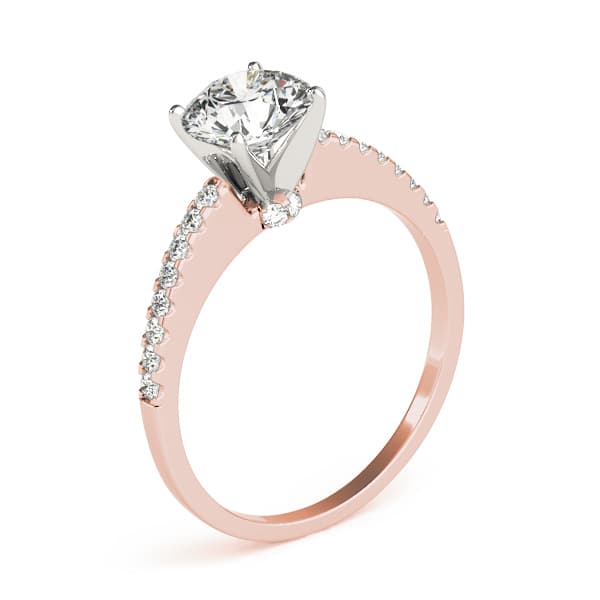 Single Row Prong Set Engagement Ring, style 84275, Top view in rose gold