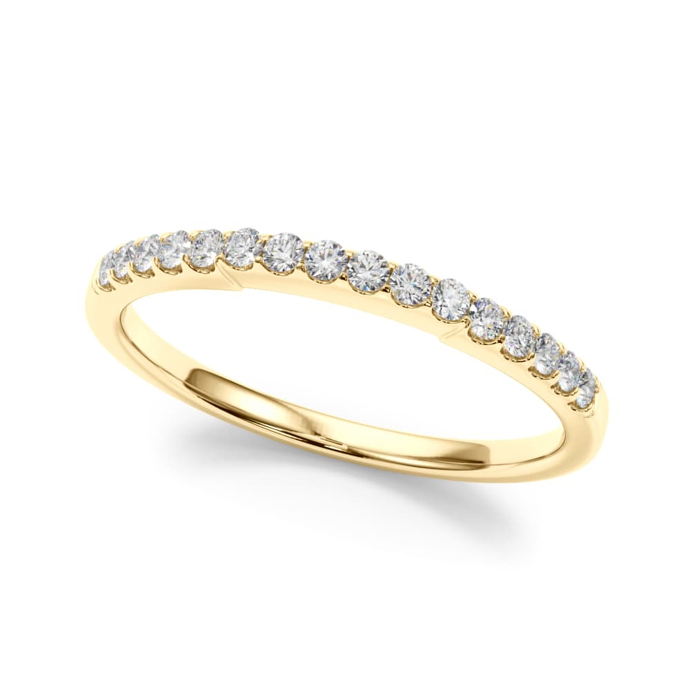 Straight Diamond Shared Prong Wedding Band (0.16 ct. tw.), Front view in yellow gold