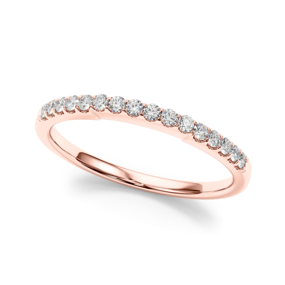 Straight Diamond Shared Prong Wedding Band (0.16 ct. tw.), Front view in rose gold