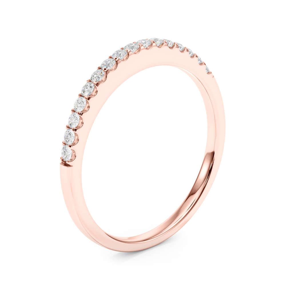 Straight Diamond Shared Prong Wedding Band (0.16 ct. tw.), Angle view in rose gold