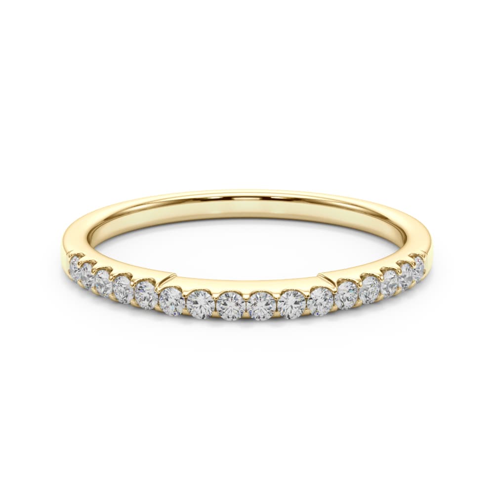 Straight Diamond Shared Prong Wedding Band (0.16 ct. tw.), On hand view in yellow gold