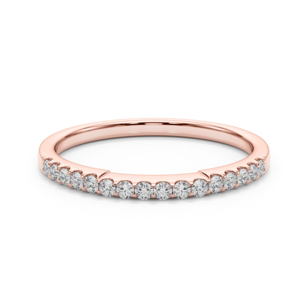 Straight Diamond Shared Prong Wedding Band (0.16 ct. tw.), On hand view in rose gold
