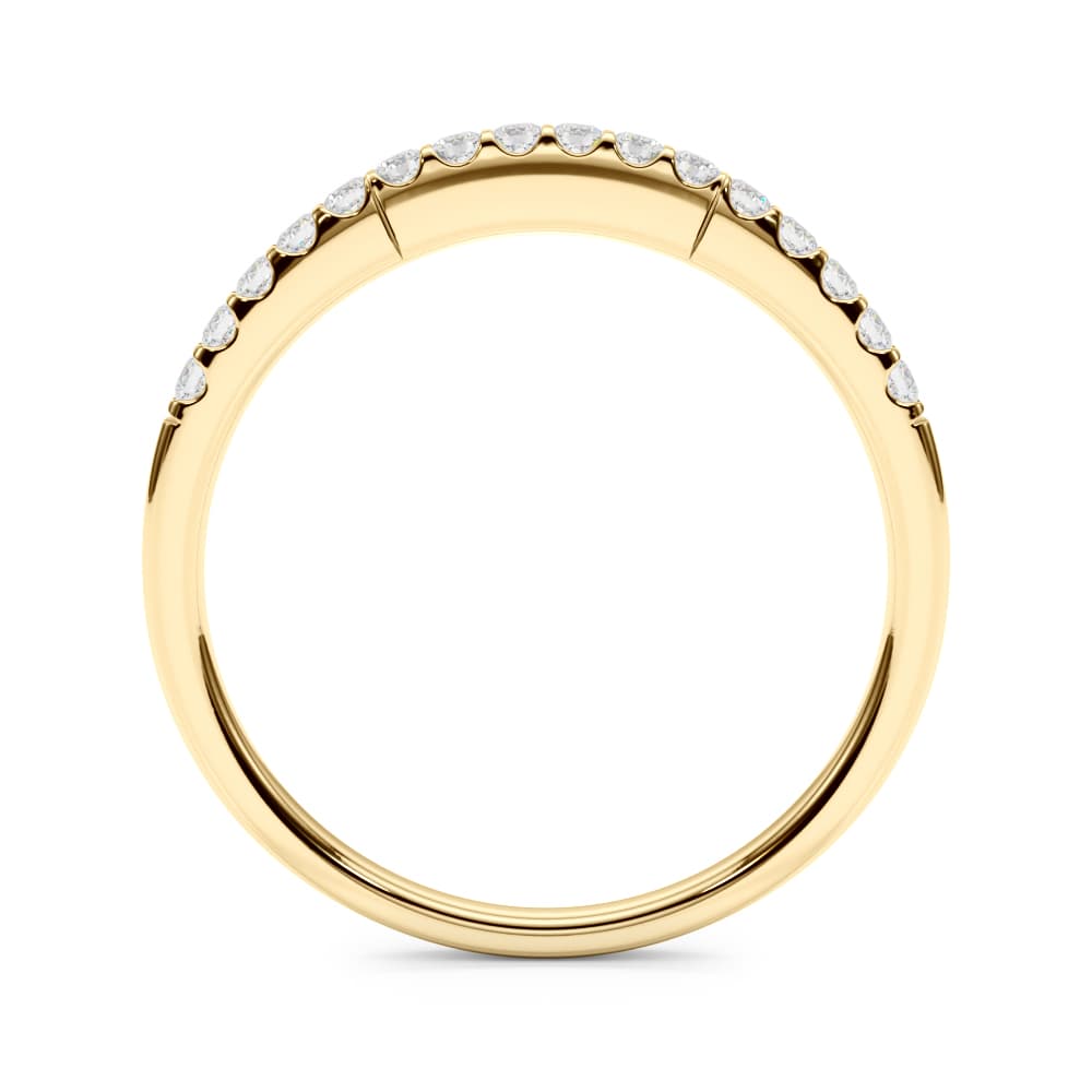 Straight Diamond Shared Prong Wedding Band (0.16 ct. tw.), Side view in yellow gold