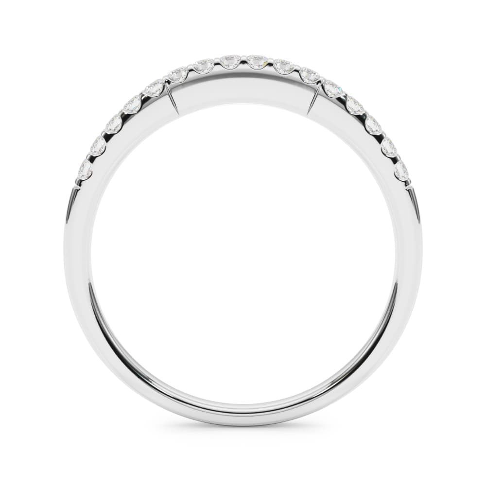 Straight Diamond Shared Prong Wedding Band (0.16 ct. tw.), Side view in white gold or platinum