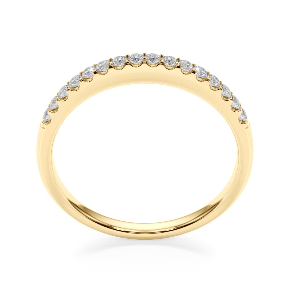 Straight Diamond Shared Prong Wedding Band (0.16 ct. tw.), Top view in yellow gold