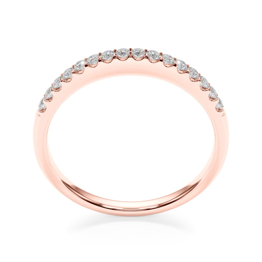 Straight Diamond Shared Prong Wedding Band (0.16 ct. tw.), Top view in rose gold