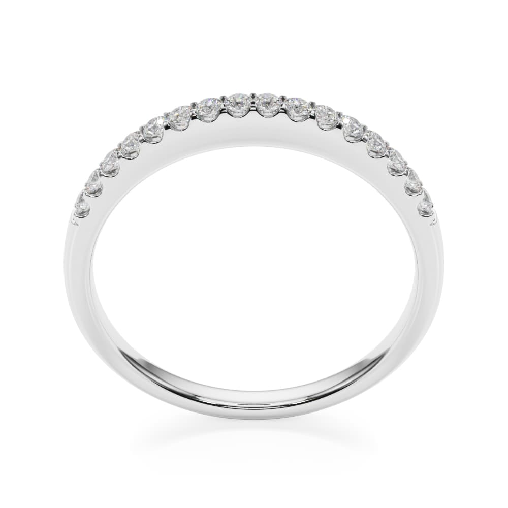 Straight Diamond Shared Prong Wedding Band (0.16 ct. tw.), Top view in white gold or platinum
