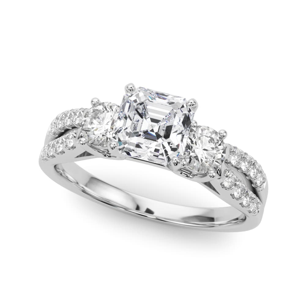 Three Stone Engagement Ring with Split Shank — style 84277 in 10k White Gold