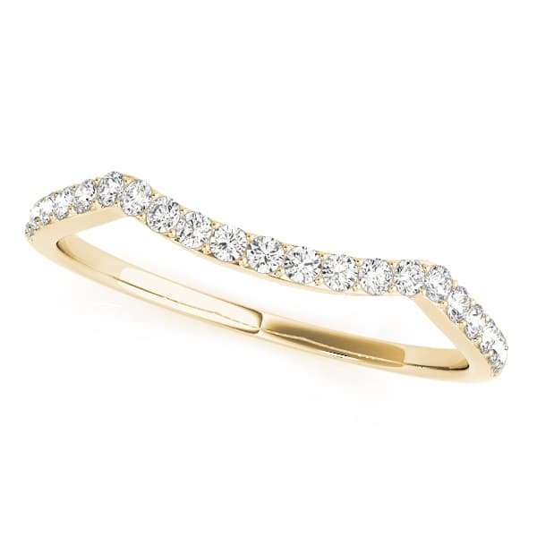 Prong Set Curved Wedding Band (1/8 ct. tw.), Front view in yellow gold