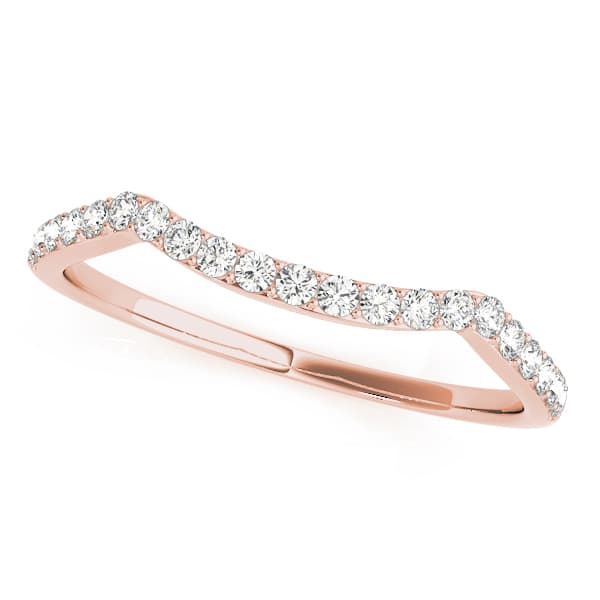 Prong Set Curved Wedding Band (1/8 ct. tw.), Front view in rose gold