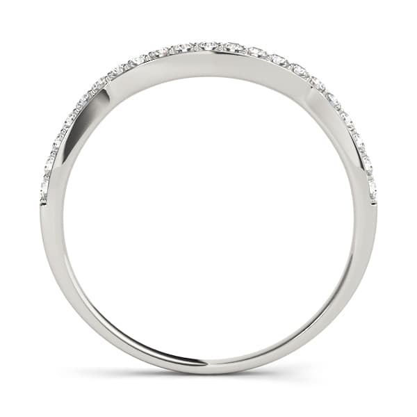 Prong Set Curved Wedding Band (1/8 ct. tw.), Side view in white gold or platinum