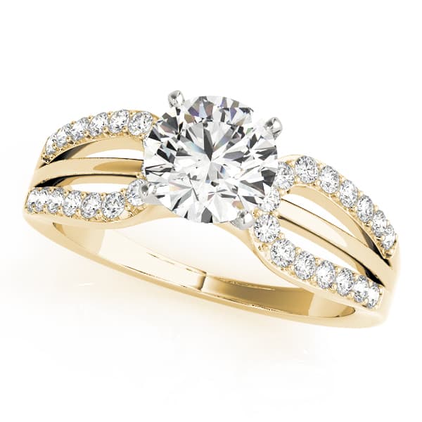 Multi-Row Split Shank Engagement Ring, style 84283, Front view in yellow gold