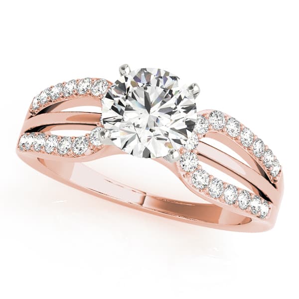 Multi-Row Split Shank Engagement Ring, style 84283, Front view in rose gold