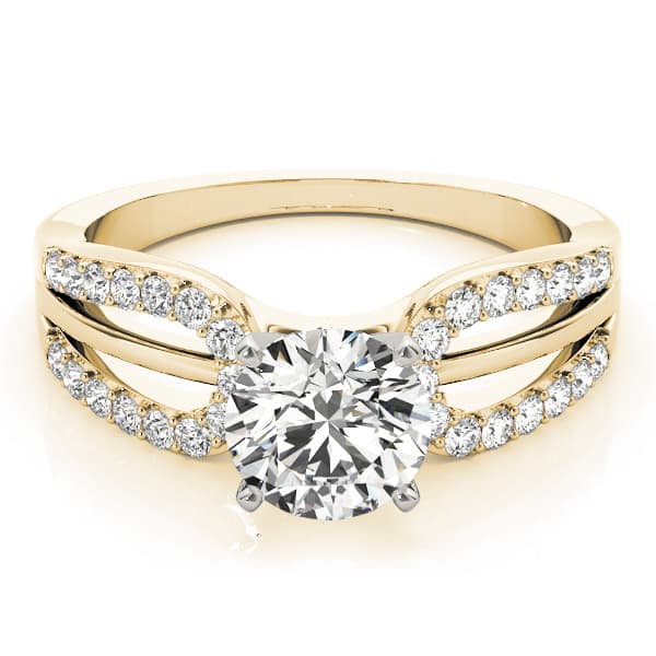 Multi-Row Split Shank Engagement Ring, style 84283, On hand view in yellow gold