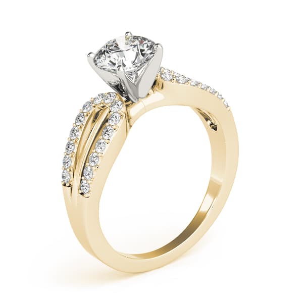 Multi-Row Split Shank Engagement Ring, style 84283, Top view in yellow gold