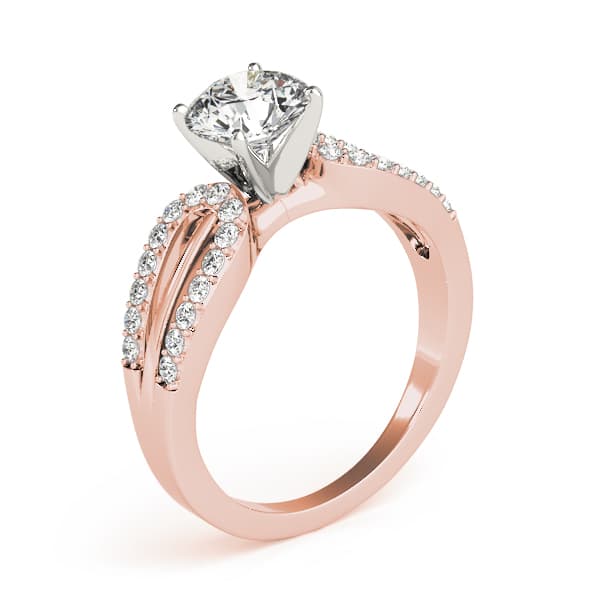 Multi-Row Split Shank Engagement Ring, style 84283, Top view in rose gold