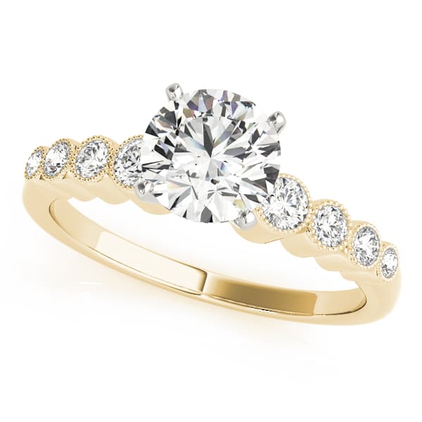 Vintage-Inspired Bezel Set Engagement Ring, style 84284, Front view in yellow gold