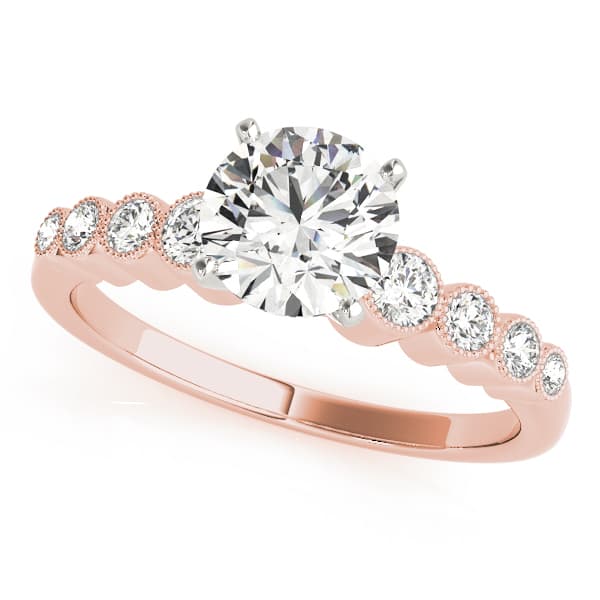Vintage-Inspired Bezel Set Engagement Ring, style 84284, Front view in rose gold