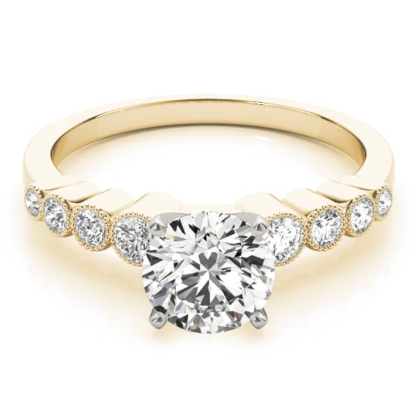 Vintage-Inspired Bezel Set Engagement Ring, style 84284, On hand view in yellow gold