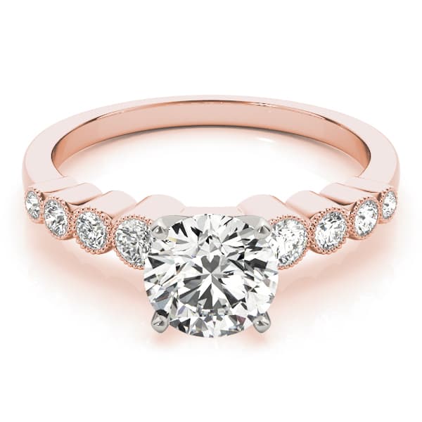 Vintage-Inspired Bezel Set Engagement Ring, style 84284, On hand view in rose gold