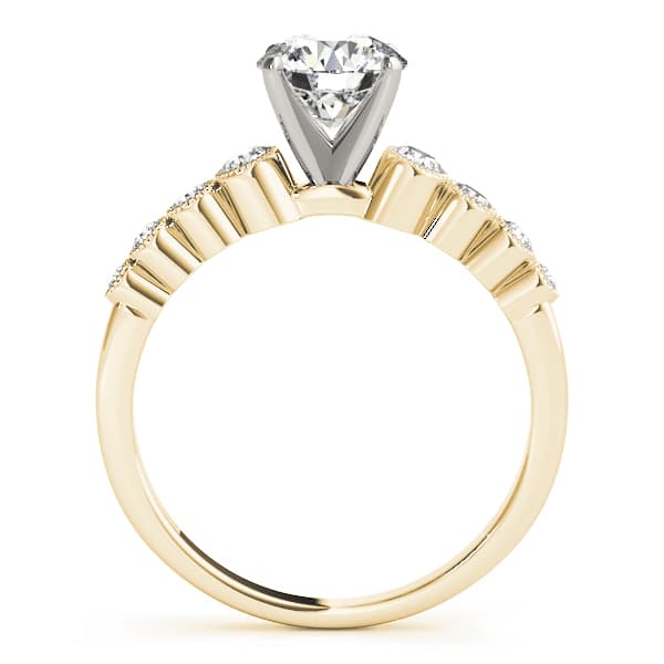 Vintage-Inspired Bezel Set Engagement Ring, style 84284, Side view in yellow gold