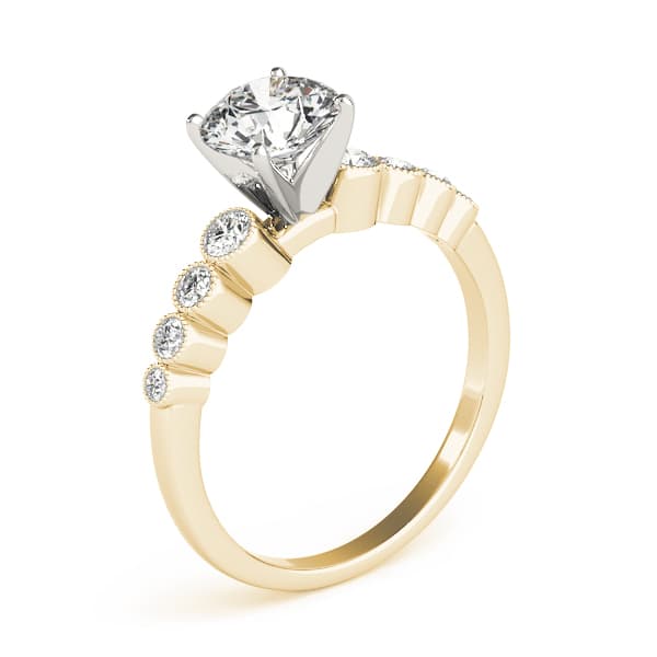 Vintage-Inspired Bezel Set Engagement Ring, style 84284, Top view in yellow gold