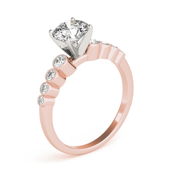 Vintage-Inspired Bezel Set Engagement Ring, style 84284, Top view in rose gold