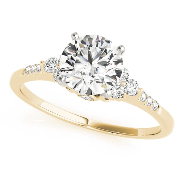 Cluster Side Engagement Ring in Yellow gold
