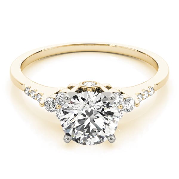 Cluster Side Engagement Ring, style 84285, On hand view in yellow gold