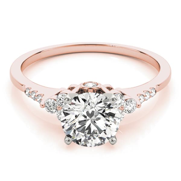 Cluster Side Engagement Ring, style 84285, On hand view in rose gold