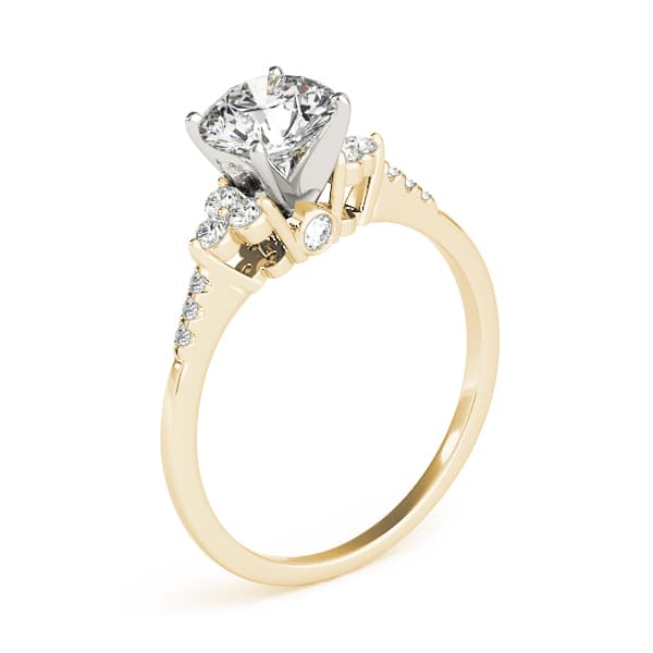 Cluster Side Engagement Ring, style 84285, Top view in yellow gold