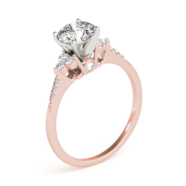 Cluster Side Engagement Ring, style 84285, Top view in rose gold