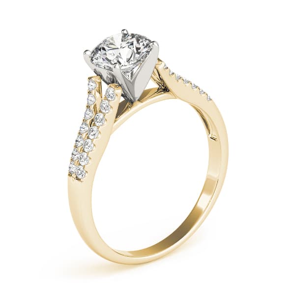 Split Shank Engagement Ring, style 84286, Top view in yellow gold
