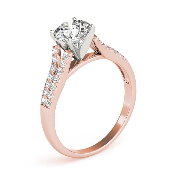 Split Shank Engagement Ring, style 84286, Top view in rose gold