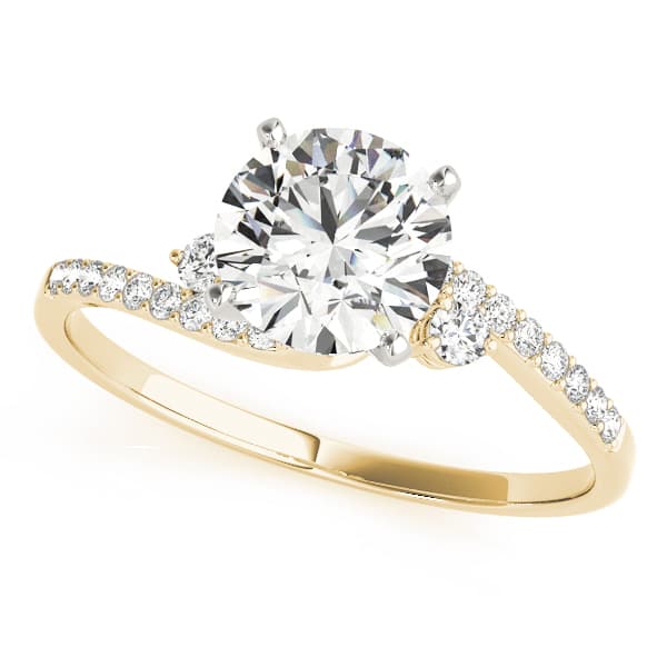Bypass Single Row Engagement Ring in Yellow gold