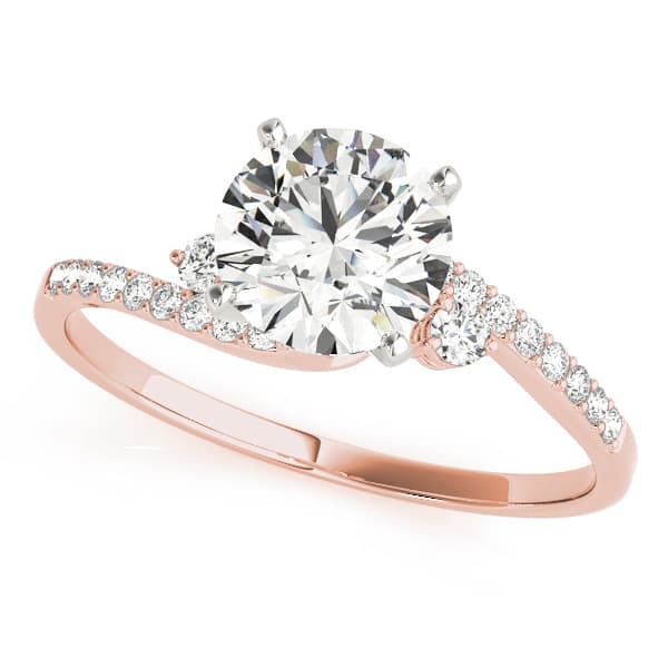 Bypass Single Row Engagement Ring in Rose gold