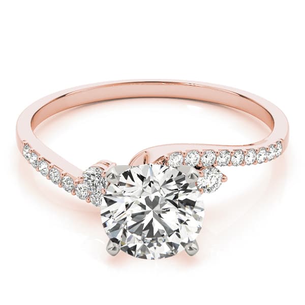 Bypass Single Row Engagement Ring, style 84287, On hand view in rose gold