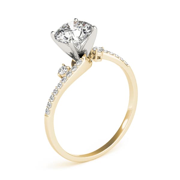 Bypass Single Row Engagement Ring, style 84287, Top view in yellow gold