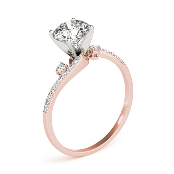 Bypass Single Row Engagement Ring, style 84287, Top view in rose gold