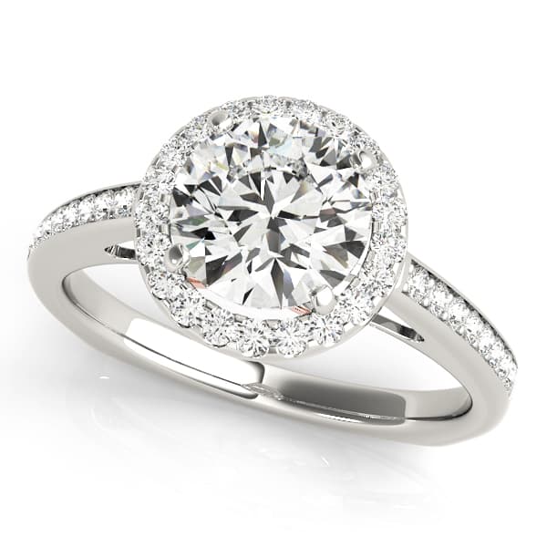 Halo Round Engagement Ring, style 84289, Front view in rose gold