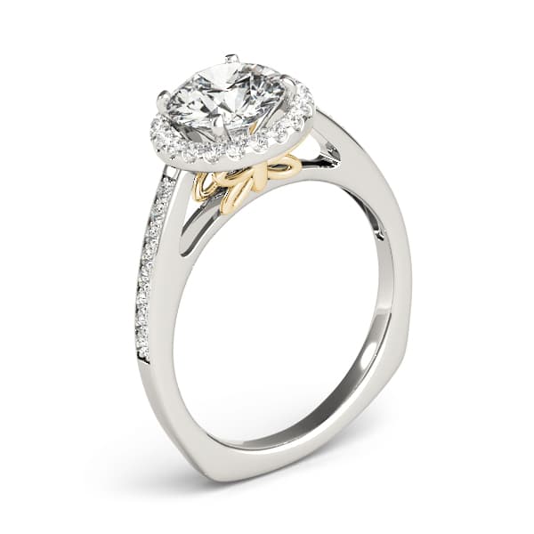 Halo Round Engagement Ring, style 84289, Angle view in yellow gold