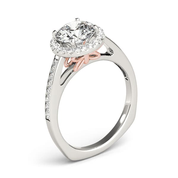 Halo Round Engagement Ring, style 84289, Angle view in rose gold