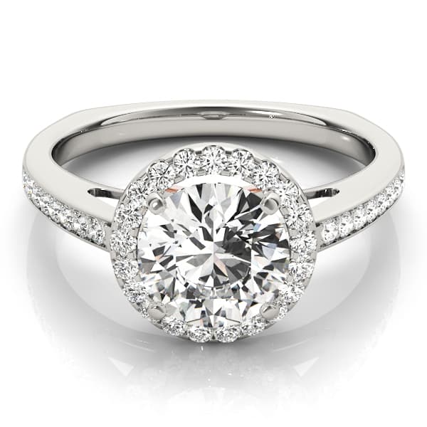 Halo Round Engagement Ring, style 84289, On hand view in rose gold